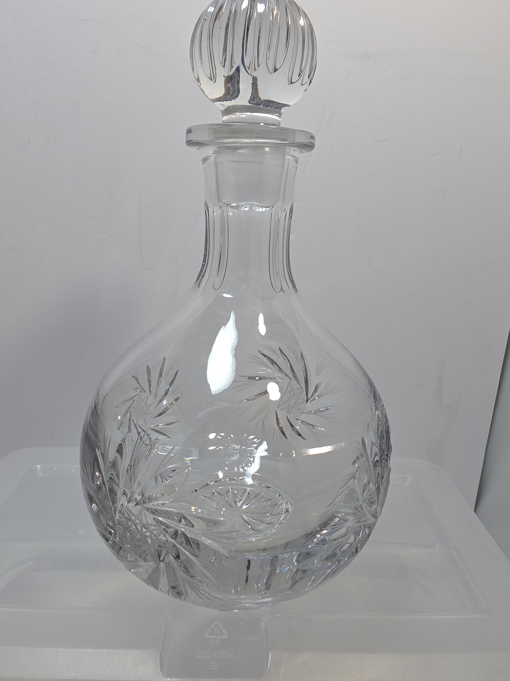 Vintage Cut Crystal Pinwheel Liquor Whiskey Decanter With Stopper 10”
